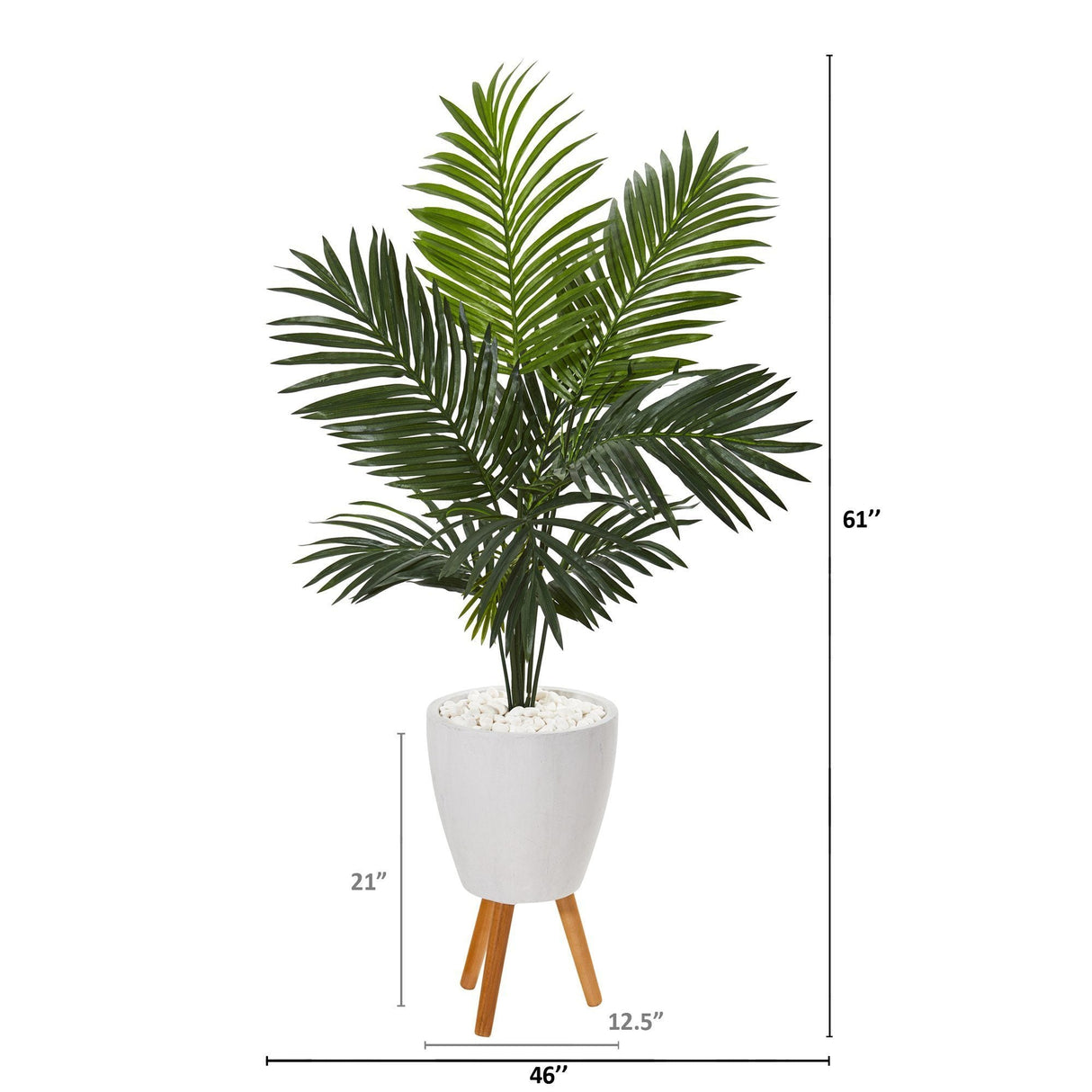 61” Paradise Palm Artificial Tree in White Planter with Stand-Parc Decor