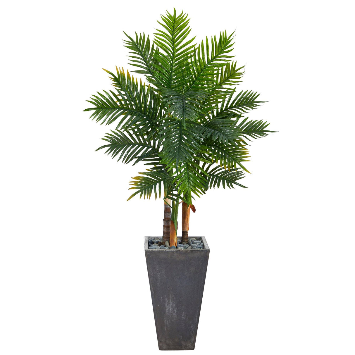 63” Areca Artificial Palm Tree in Cement Planter (Real Touch)-Parc Decor