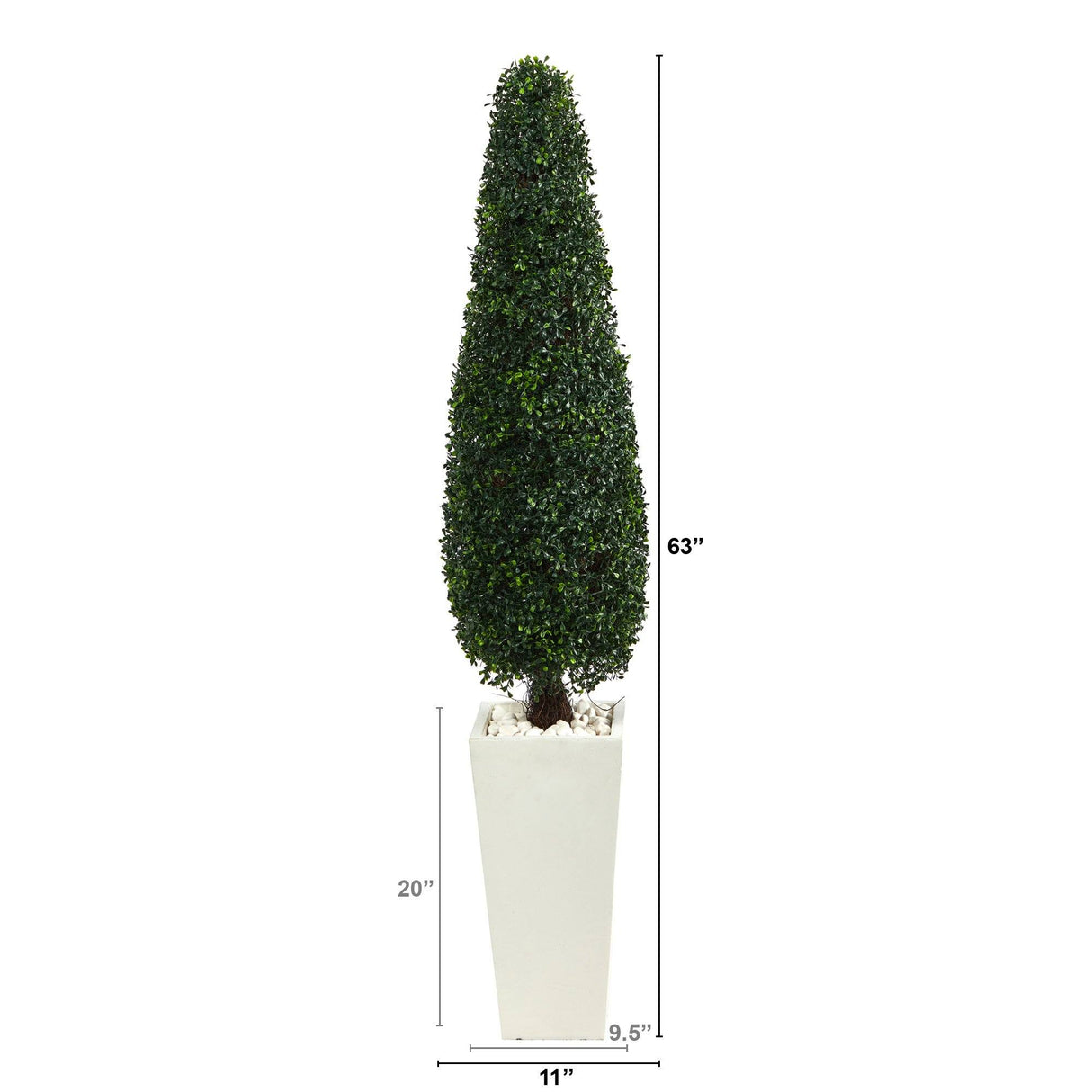 63” Boxwood Topiary Artificial Tree in Tall White Planter(Indoor/Outdoor)-Parc Decor