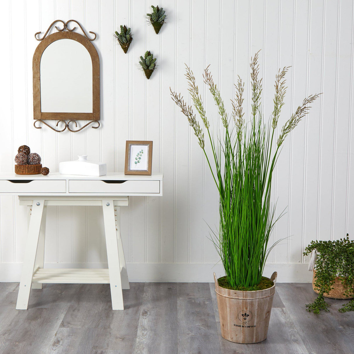 64” Wheat Grass Artificial Plant in Farmhouse Planter-Parc Decor