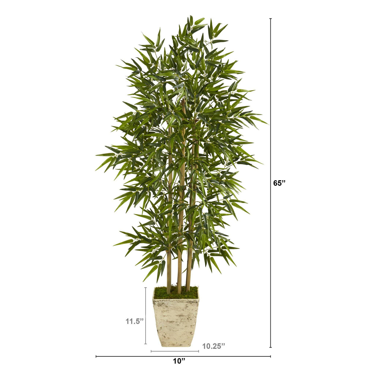 65” Bamboo Artificial Tree in Country White Planter-Parc Decor