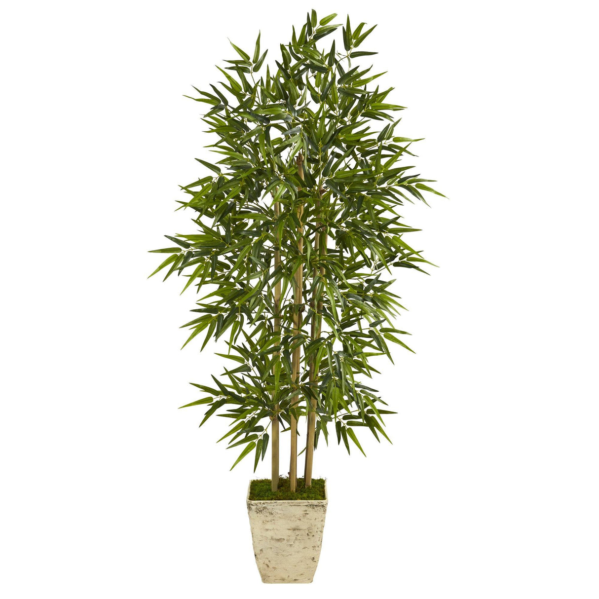 65” Bamboo Artificial Tree in Country White Planter-Parc Decor
