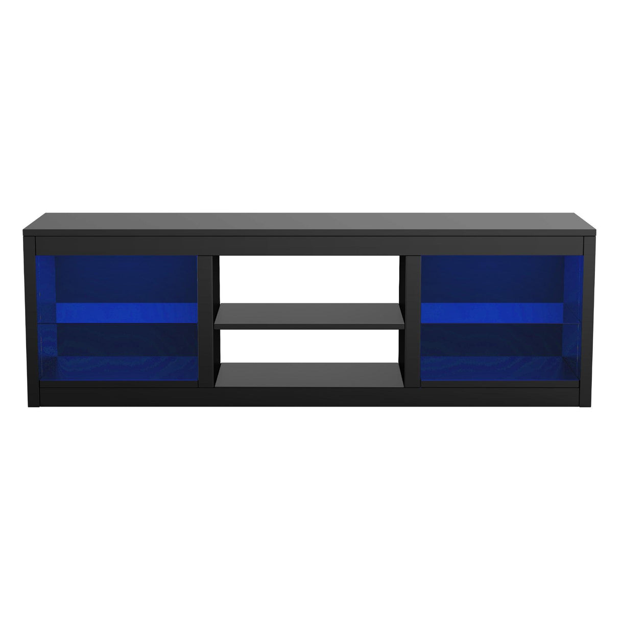 66" Modern LED TV Stand Entertainment Center with Glass Shelves for Living Room-电视柜-Parc Decor