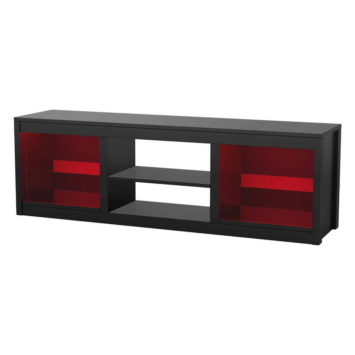 66" Modern LED TV Stand Entertainment Center with Glass Shelves for Living Room-电视柜-Parc Decor