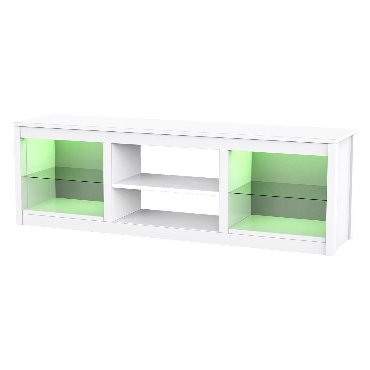 66" Modern LED TV Stand Entertainment Center with Glass Shelves for Living Room-电视柜-Parc Decor