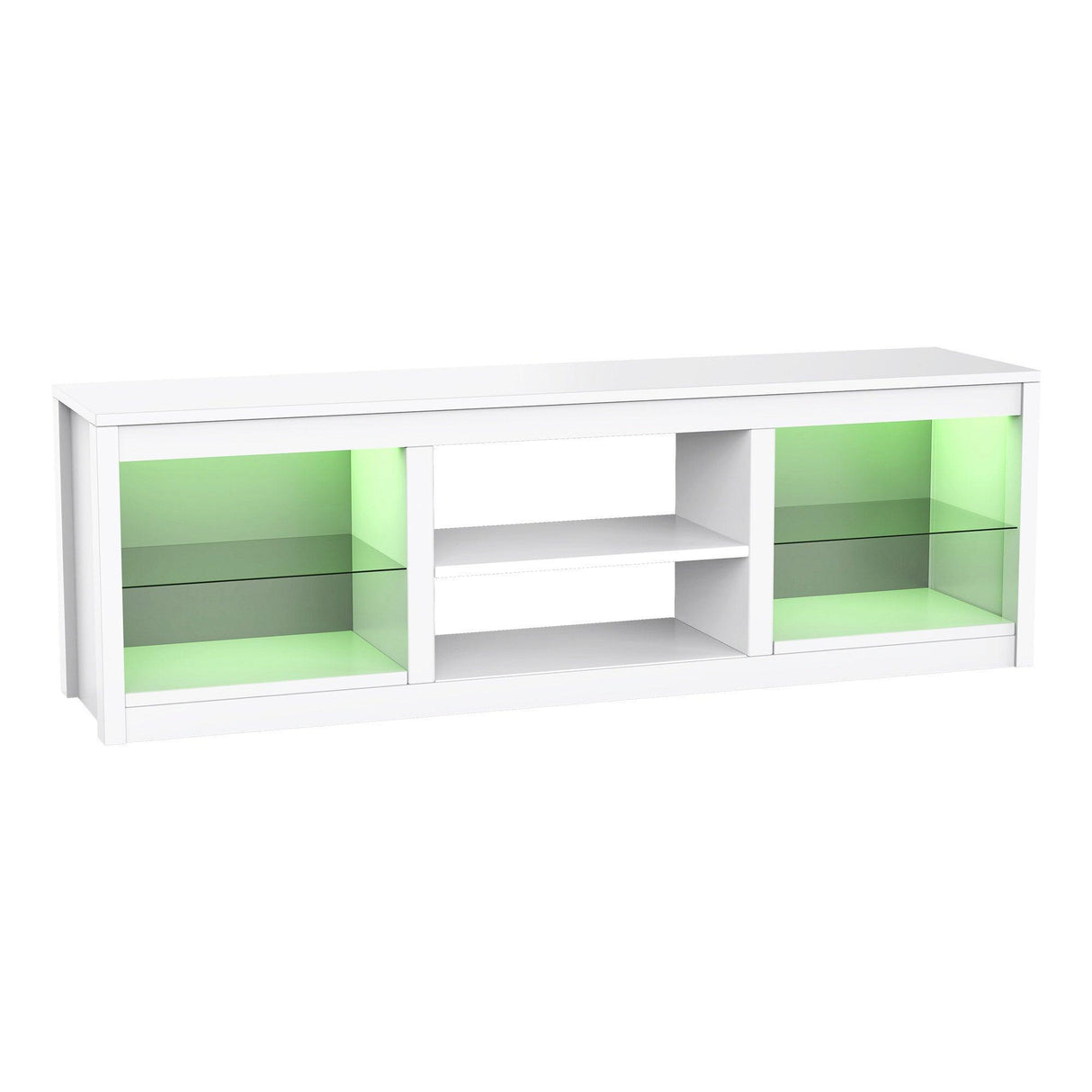 66" Modern LED TV Stand Entertainment Center with Glass Shelves for Living Room-电视柜-Parc Decor