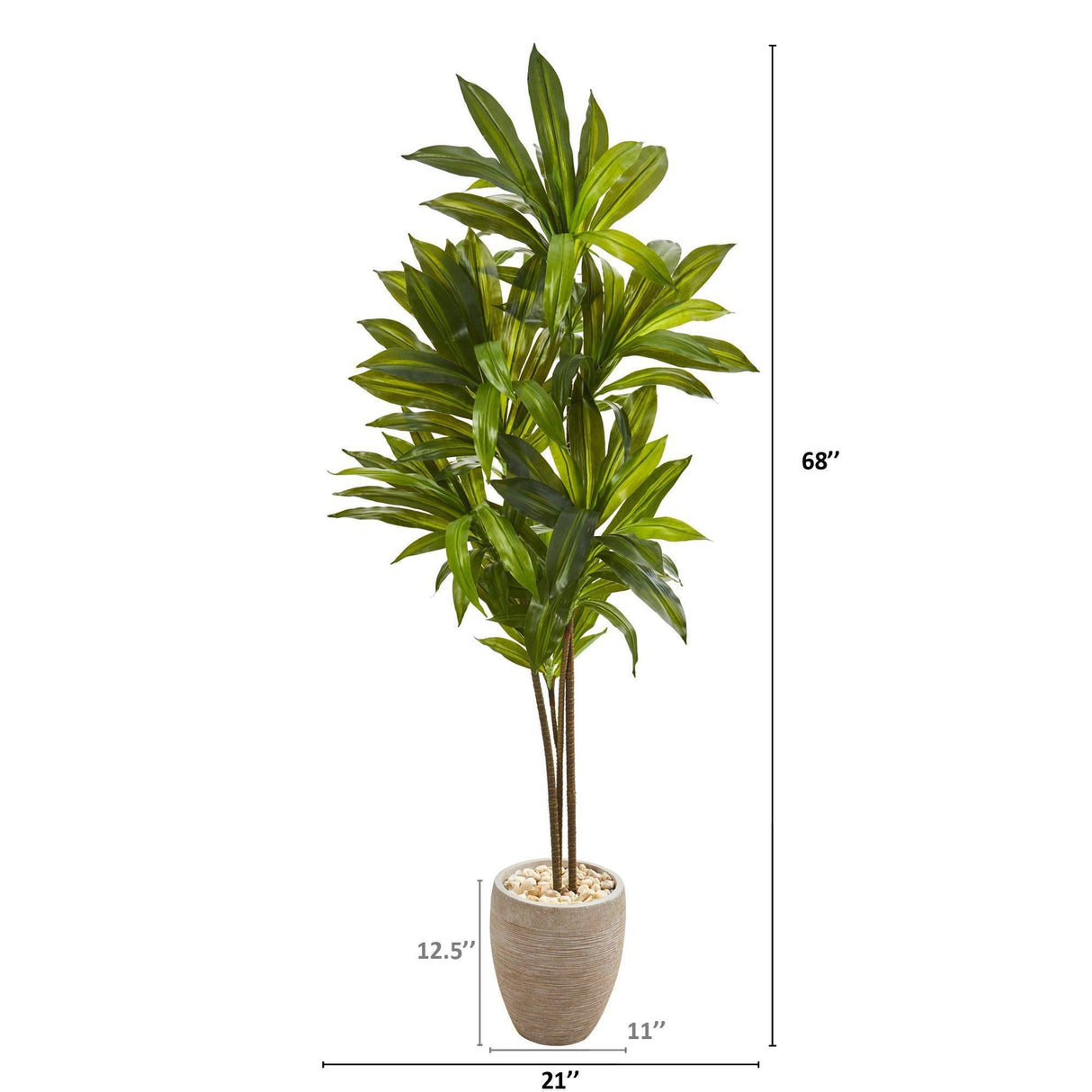 68” Dracaena Artificial Plant in Sand Colored Planter (Real Touch)-Parc Decor