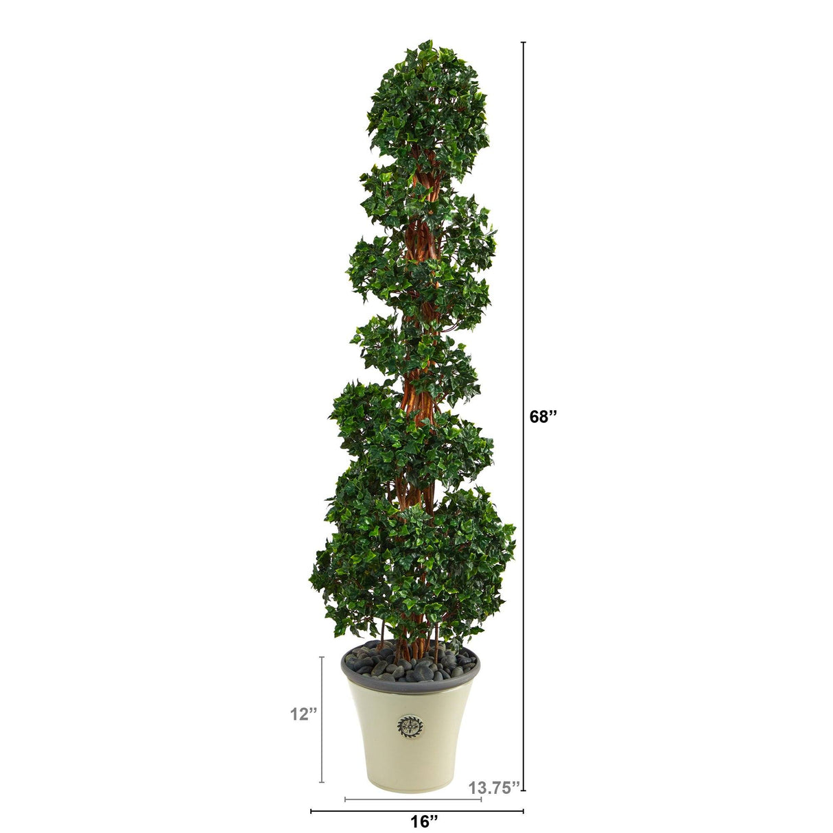 68” English Ivy Topiary Spiral Artificial Tree in Decorative Planter(Indoor/Outdoor)-Parc Decor