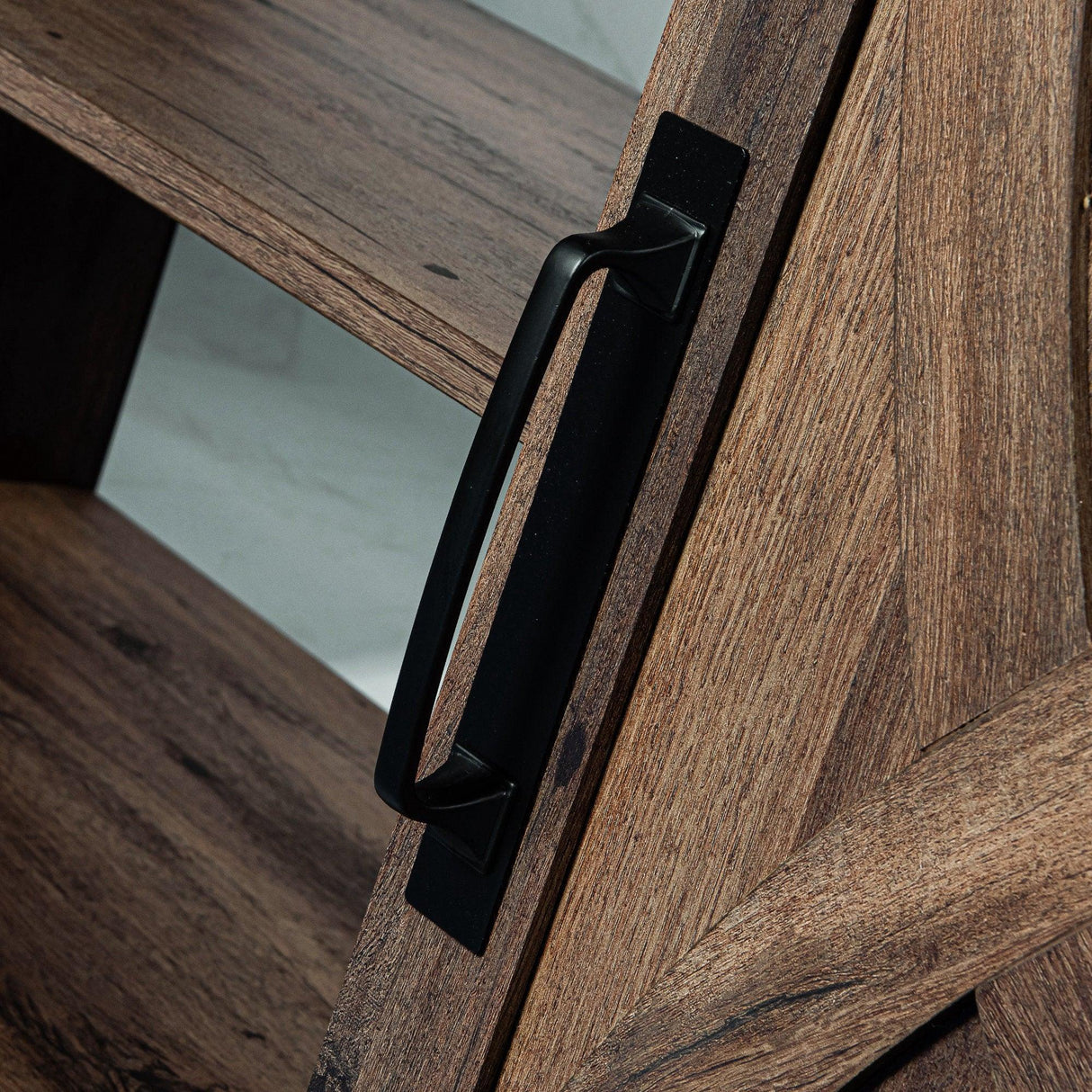 68" Farmhouse TV Stand with Double Sliding Barn Doors for Living Room-Parc Decor