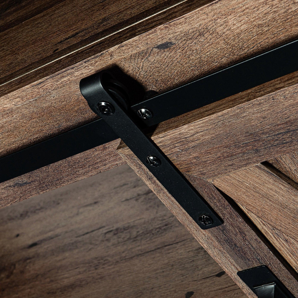 68" Farmhouse TV Stand with Double Sliding Barn Doors for Living Room-Parc Decor