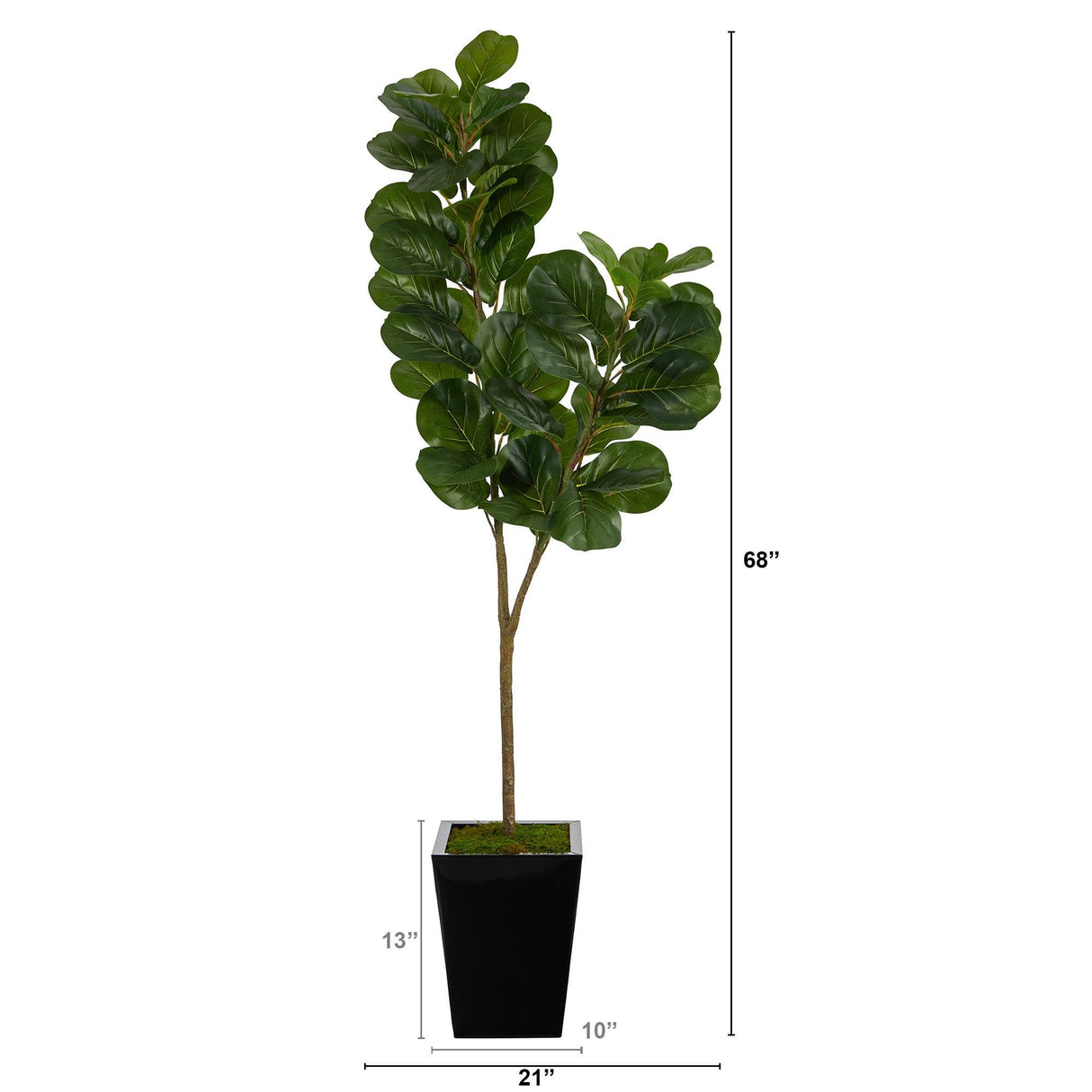 68” Fiddle leaf Fig Artificial Tree in Black Metal Planter-Parc Decor