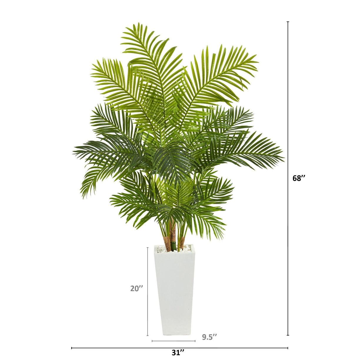68” Hawaii Palm Artificial Tree in Tall White Planter-Parc Decor