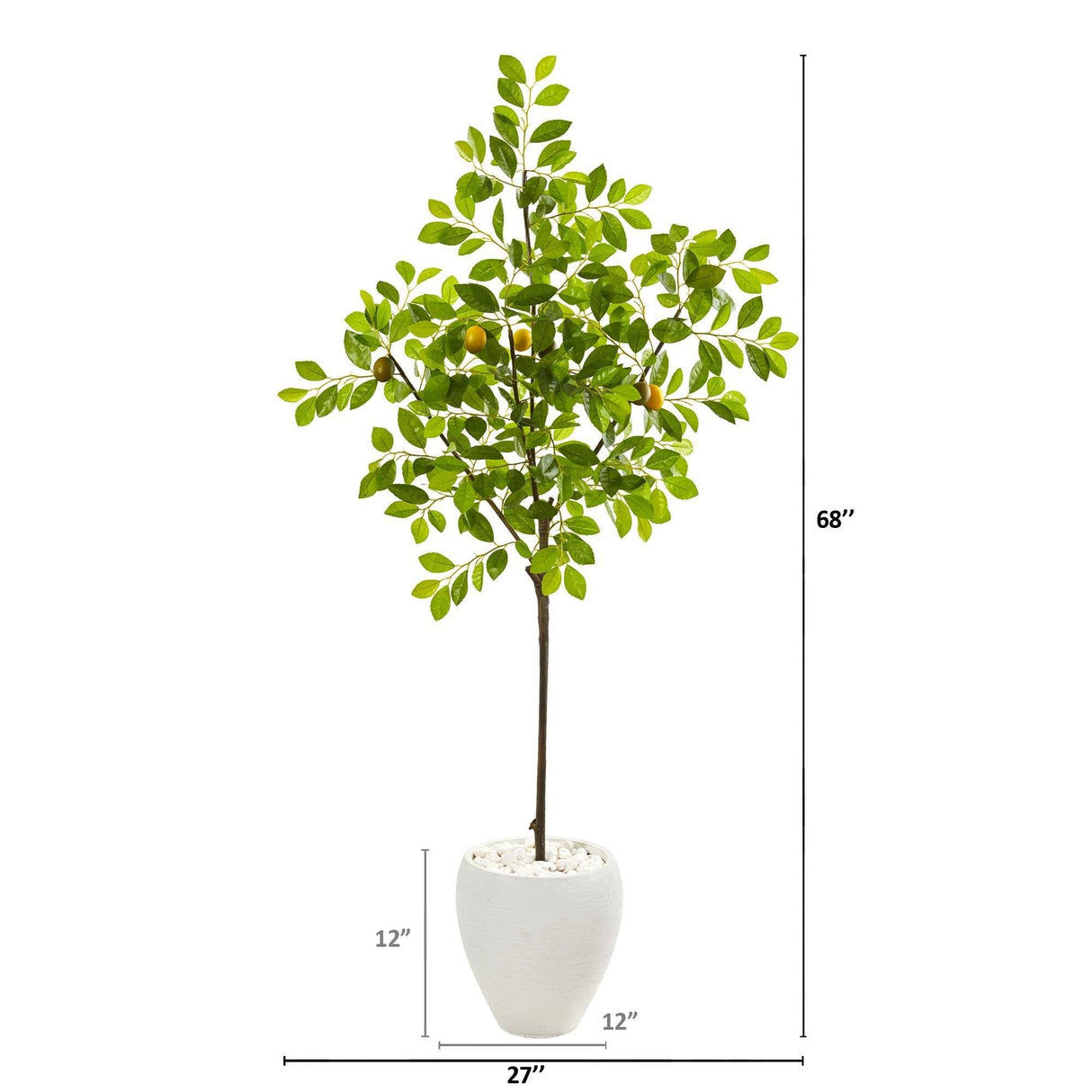 68” Lemon Artificial Tree in White Planter-Parc Decor