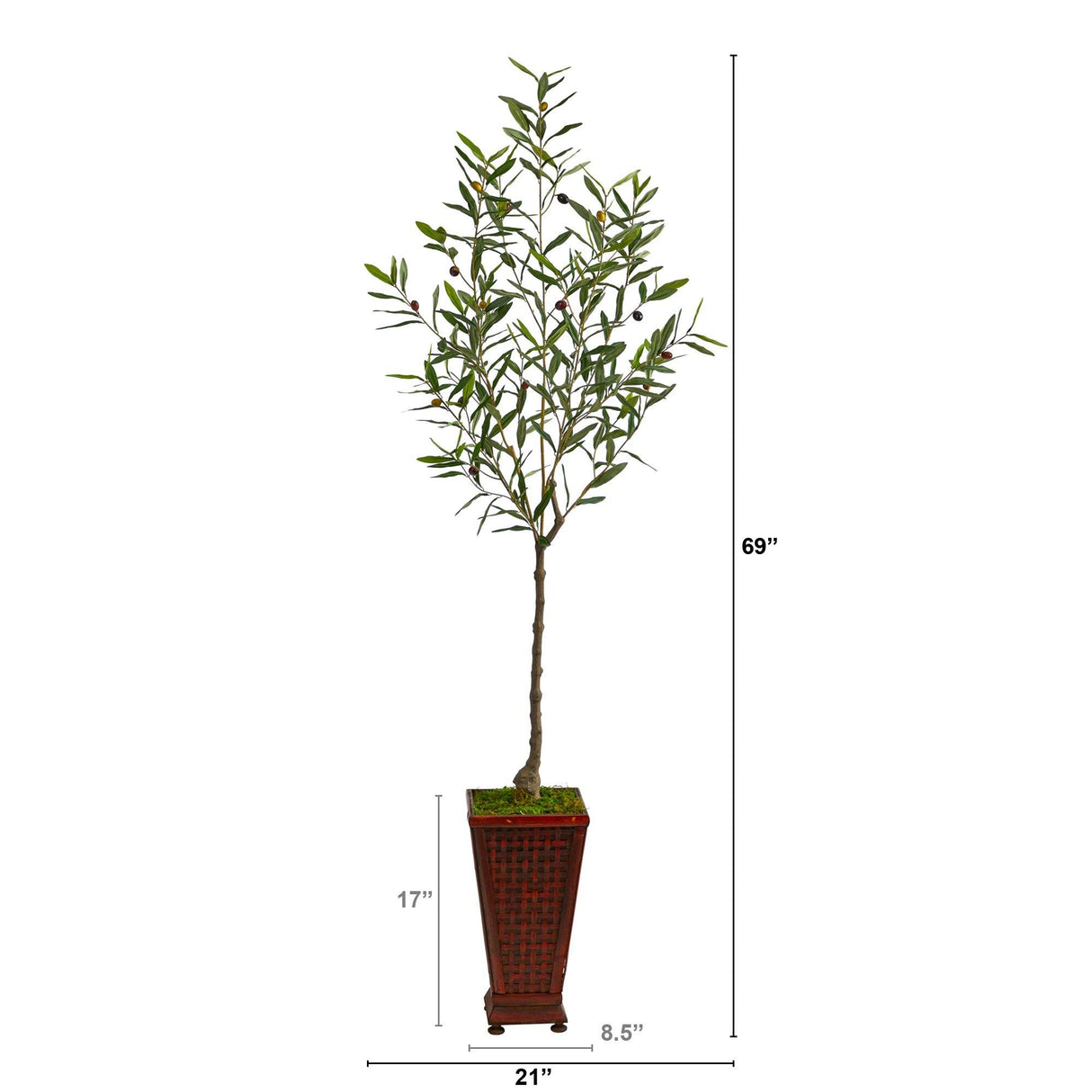 69” Olive Artificial Tree in Decorative Planter-Parc Decor