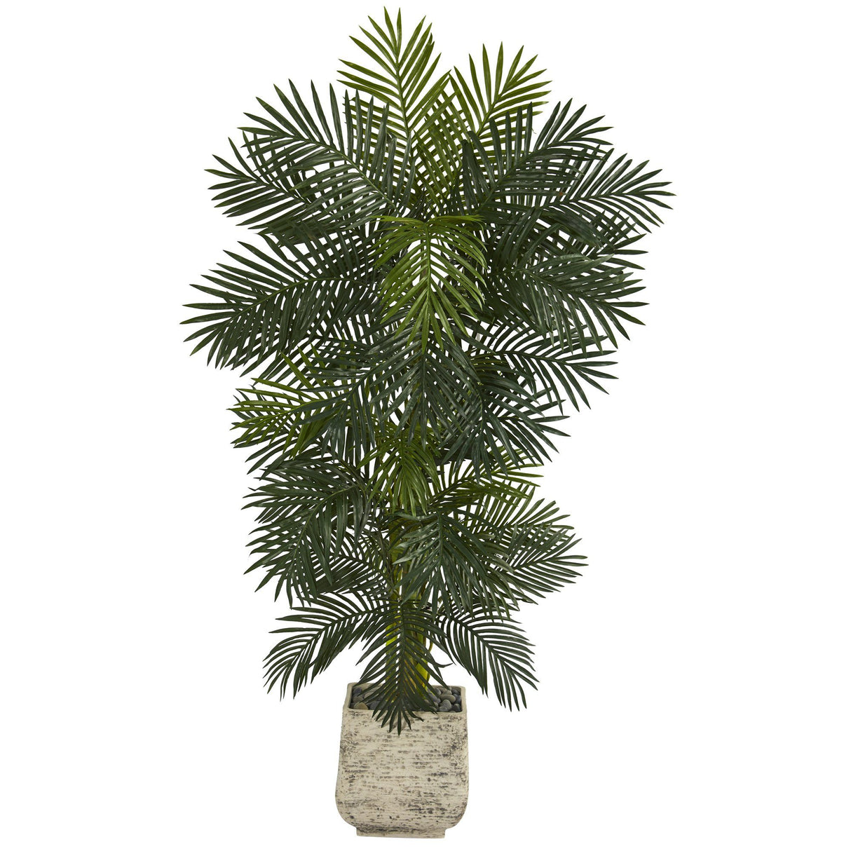 6.5’ Golden Cane Artificial Palm Tree in White Planter-Parc Decor