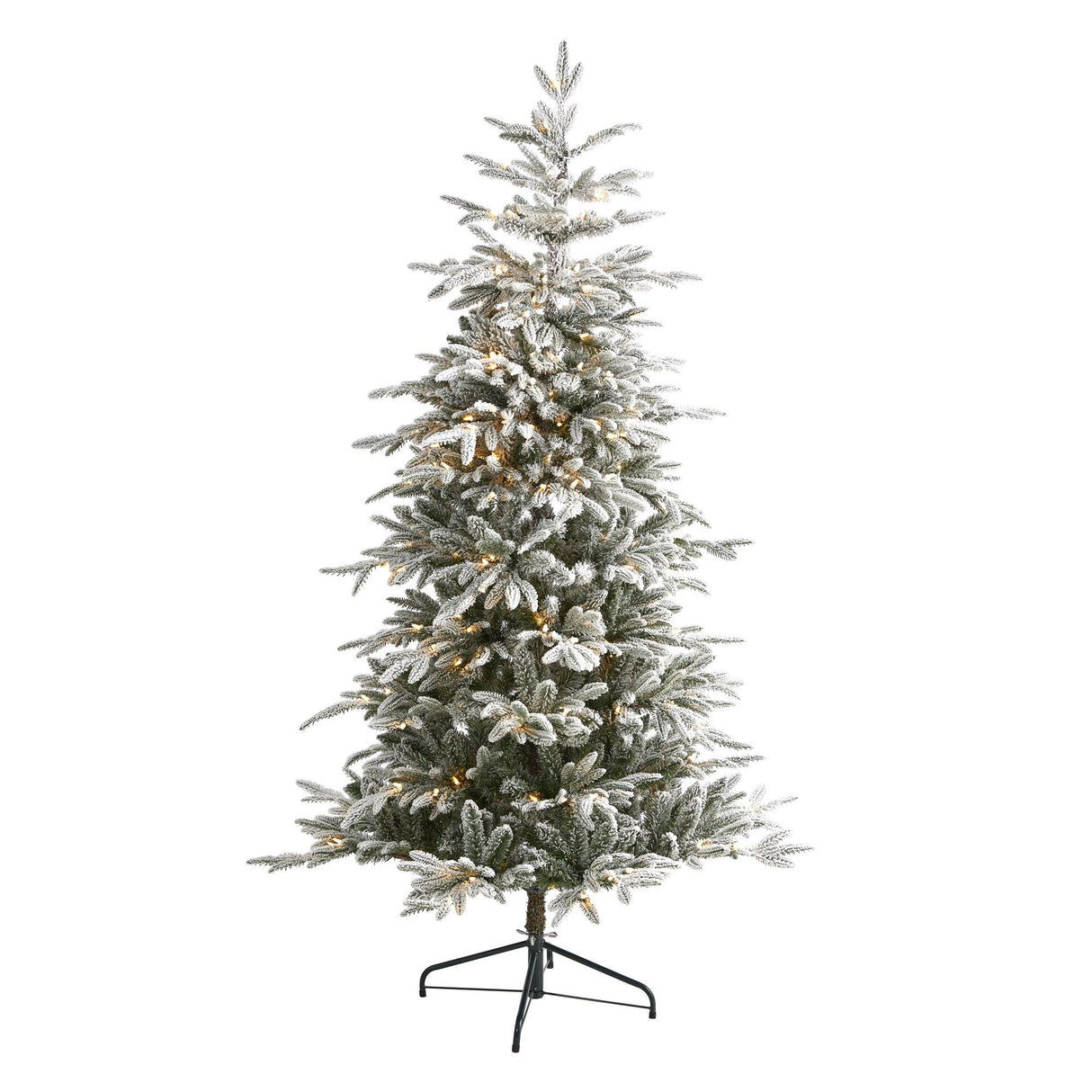 6.5’ Flocked Manchester Spruce Artificial Christmas Tree with 300 Lights and 781 Bendable Branches-Christmas Tree-Parc Decor