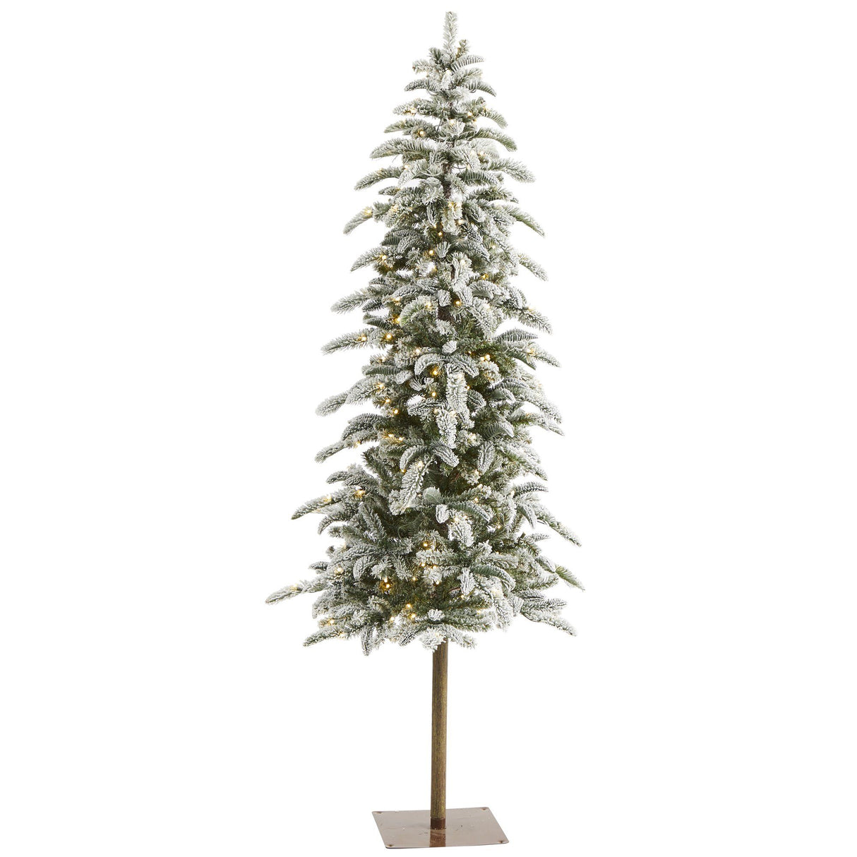 6.5’ Flocked Washington Alpine Artificial Christmas Tree with 250 White Warm LED Lights and 637 Bendable Branches-Christmas Tree-Parc Decor
