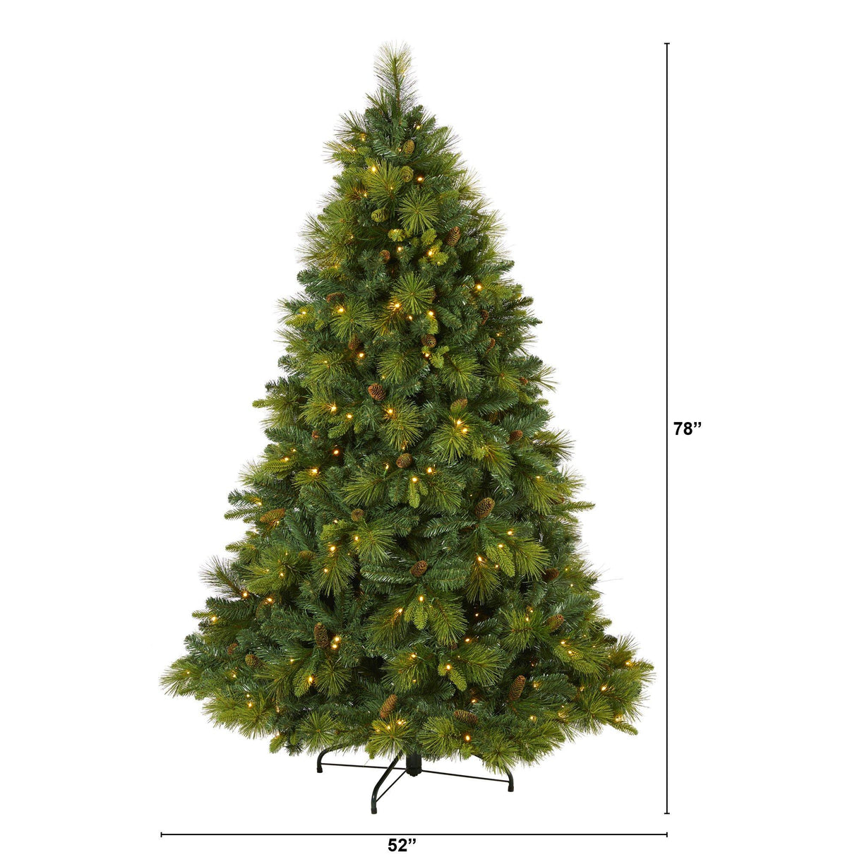 6.5’ North Carolina Mixed Pine Artificial Christmas Tree with 350 Warm White LED Lights, 1367 Bendable Branches and Pinecones-Christmas Tree-Parc Decor