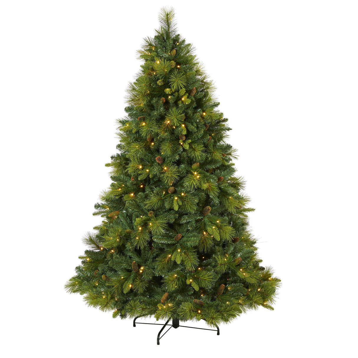 6.5’ North Carolina Mixed Pine Artificial Christmas Tree with 350 Warm White LED Lights, 1367 Bendable Branches and Pinecones-Christmas Tree-Parc Decor
