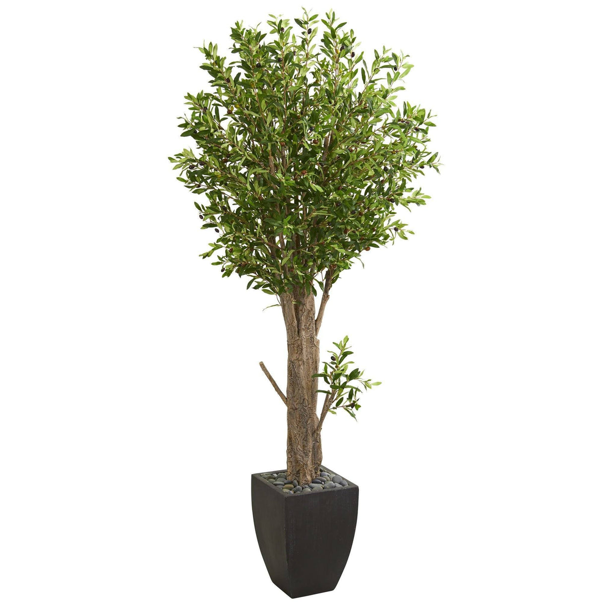 6.5’ Olive Artificial Tree in Black Planter-Tree-Parc Decor