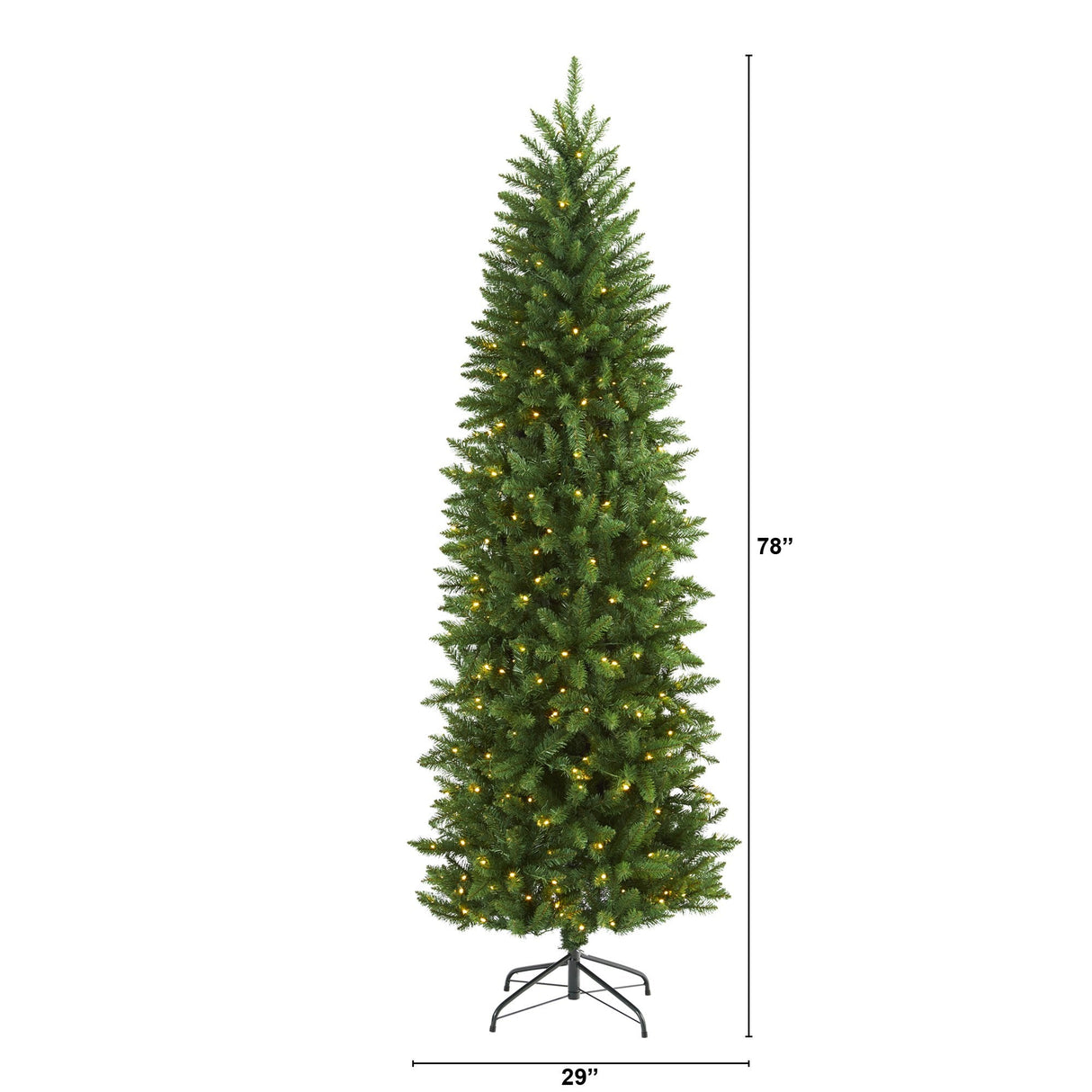 6.5’ Slim Green Mountain Pine Artificial Christmas Tree with 300 Clear LED Lights-Christmas Tree-Parc Decor