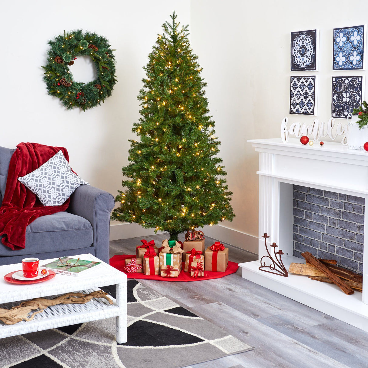 6.5' Vancouver Spruce Artificial Christmas Tree with 250 Warm White Lights and 803 Bendable Branches-Christmas Tree-Parc Decor