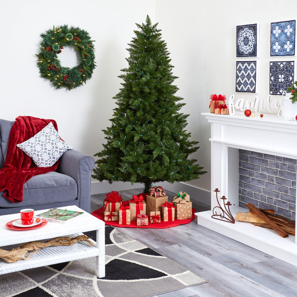 6.5' Vermont Spruce Artificial Christmas Tree with 450 Warm White (Multifunction) LED Lights with Instant Connect Technology and 984 Bendable Branches-Christmas Tree-Parc Decor