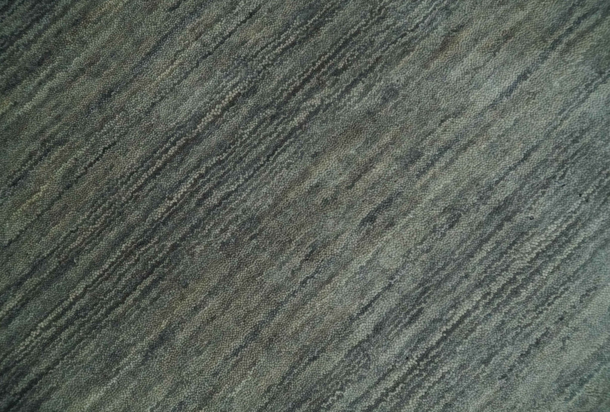 6x8 Gray And Charcoal Striped Wool Hand Woven Southwestern Lori Gabbeh Rug