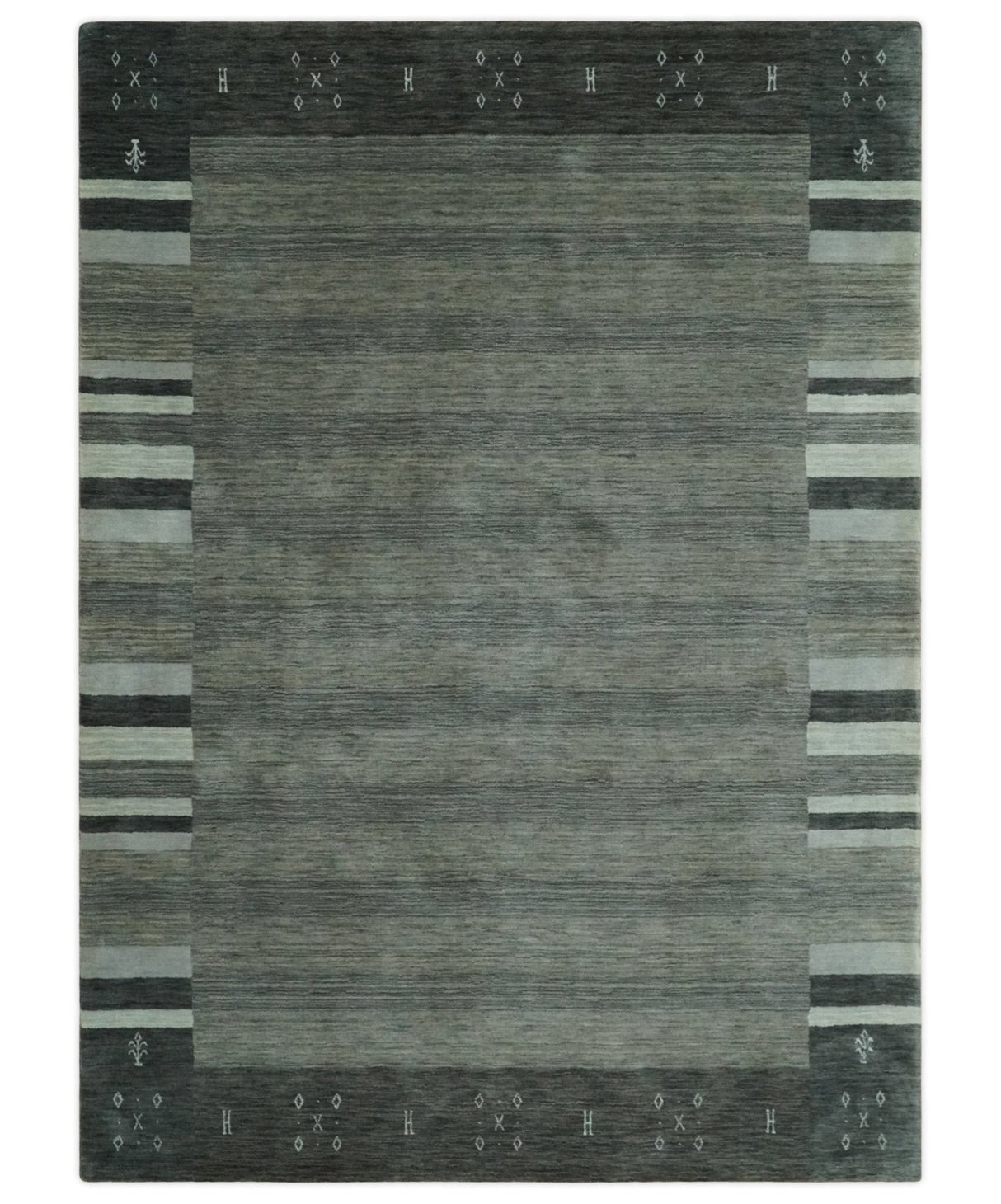 6x8 Gray And Charcoal Striped Wool Hand Woven Southwestern Lori Gabbeh Rug