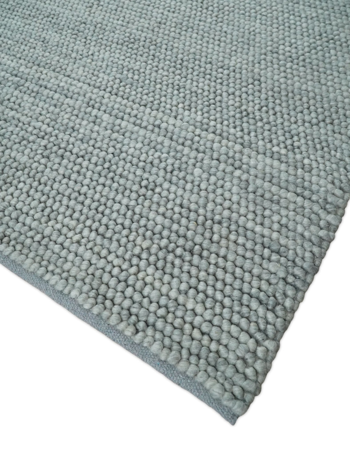 6x9 and 8x10 Solid Gray Wool Blend Felted Chunky Hand Woven Area Rug