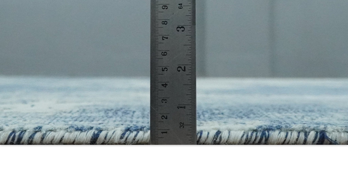 6x9 Blue, Ivory and Gray Modern Abstract Hand Loomed Blended wool and Art silk Area Rug-Area Rug-Parc Decor