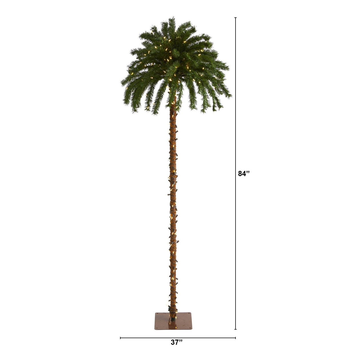 7’ Christmas Palm Artificial Tree with 300 White Warm LED Lights-Parc Decor