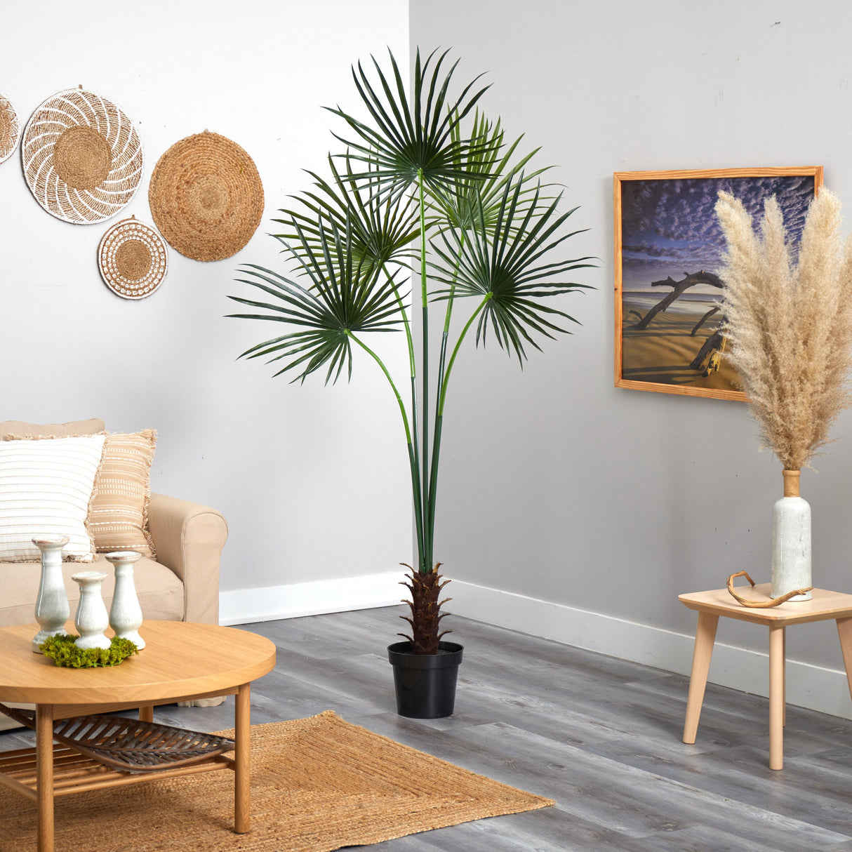 7’ Fan Palm Tree UV Resistant (Indoor/Outdoor)-Parc Decor