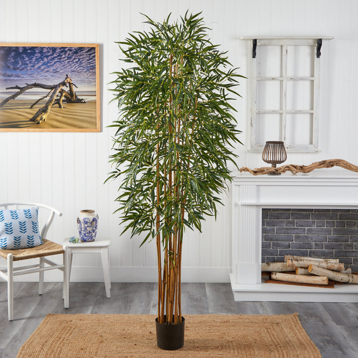 7' Fancy Style Slim Bamboo Silk Tree-Parc Decor
