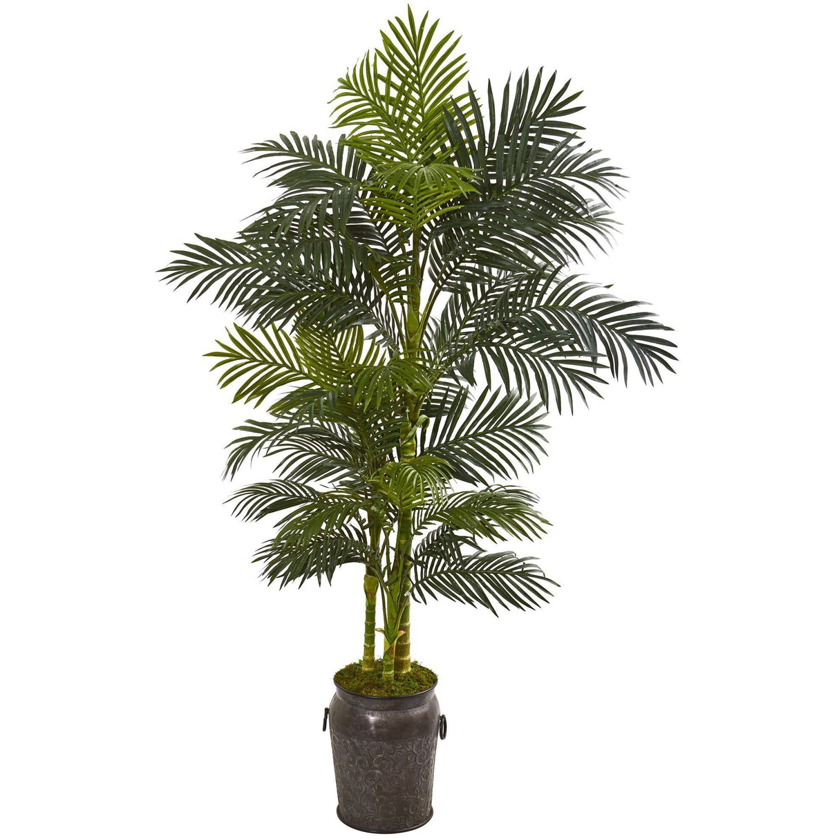 7’ Golden Cane Artificial Palm Tree in Decorative Planter-Parc Decor