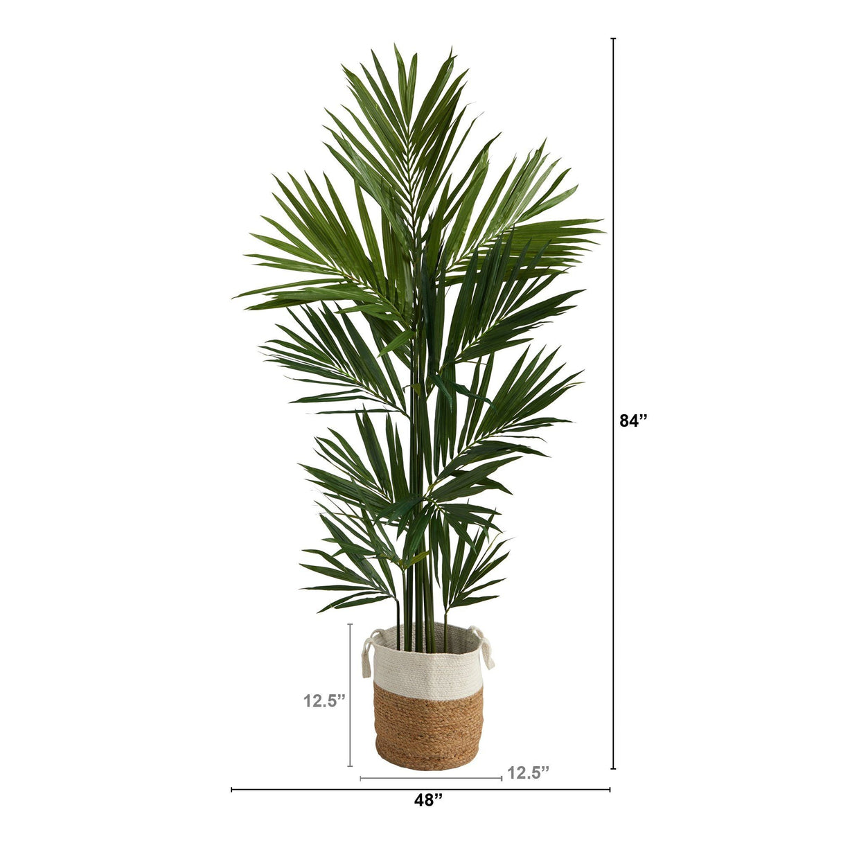 7’ Kentia Artificial Palm in Handmade Natural Jute and Cotton Planter-Parc Decor