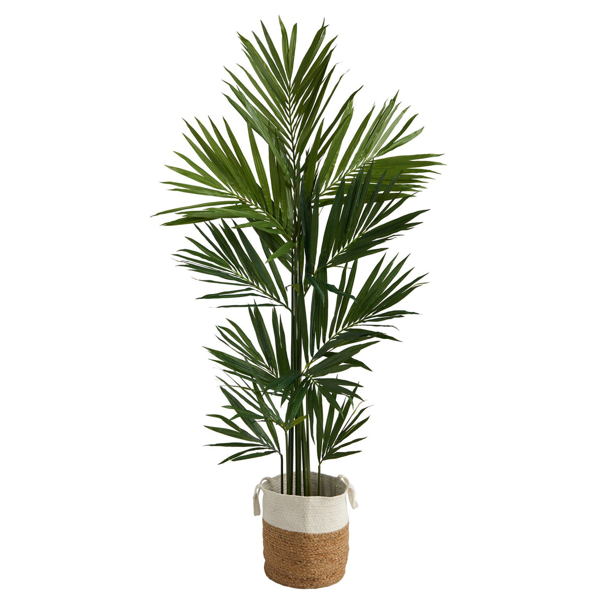 7’ Kentia Artificial Palm in Handmade Natural Jute and Cotton Planter-Parc Decor
