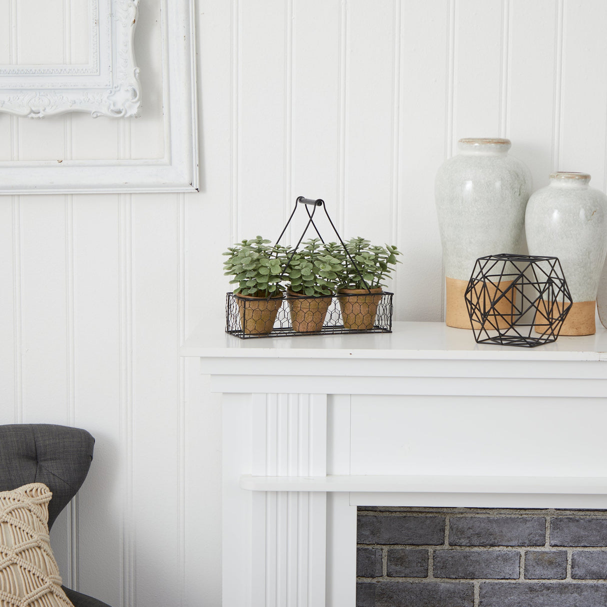 7” Mini Jade Garden Artificial Plant in Hanging Planter-Parc Decor