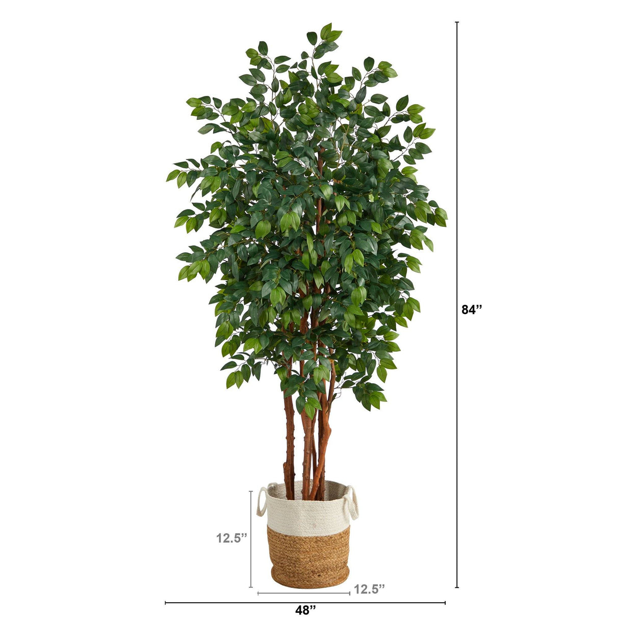 7’ Sakaki Artificial Tree in Handmade Natural Jute and Cotton Planter-Parc Decor