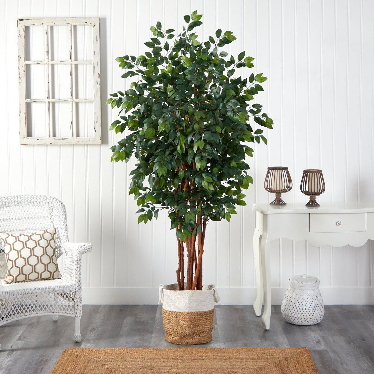 7’ Sakaki Artificial Tree in Handmade Natural Jute and Cotton Planter-Parc Decor