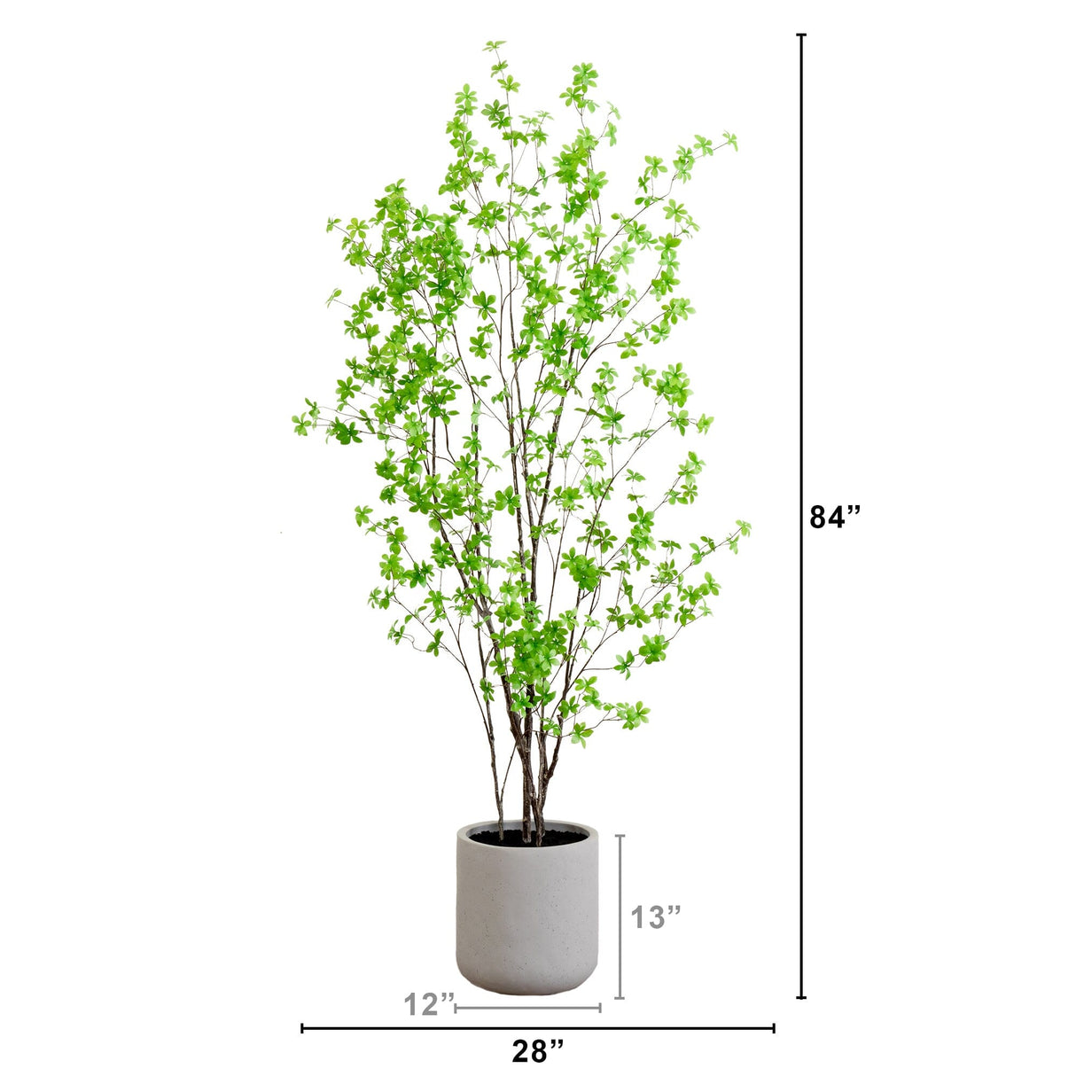 7’ Artificial Enkianthus Tree with Resin Stone Planter-Tree-Parc Decor