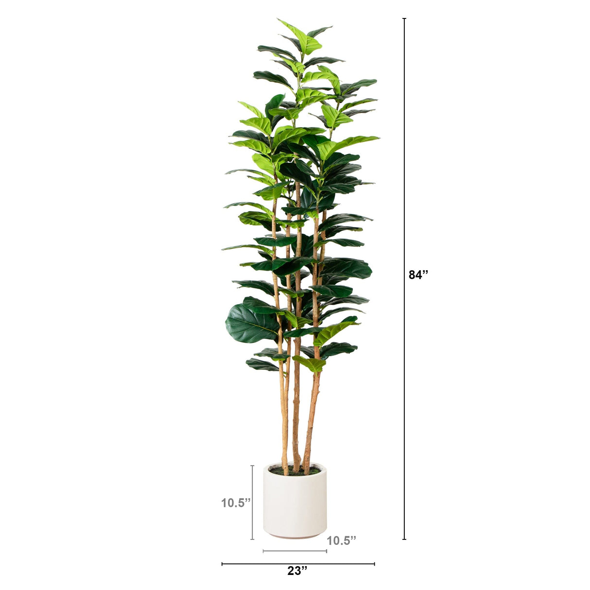 7’ Artificial Fiddle Leaf Tree in Decorative White Planter-Tree-Parc Decor
