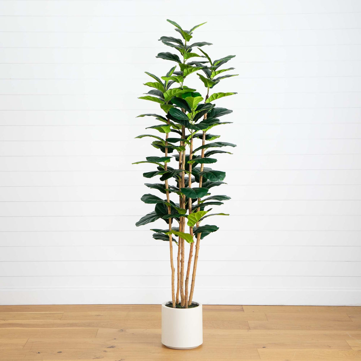7’ Artificial Fiddle Leaf Tree in Decorative White Planter-Tree-Parc Decor