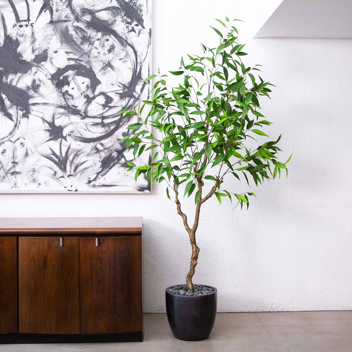 7' Artificial Long Leaf Greco Eucalyptus Tree with Real Touch Leaves-Tree-Parc Decor