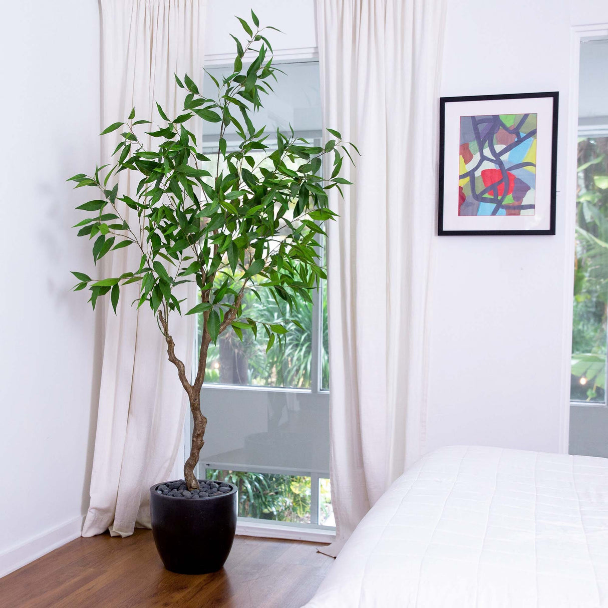 7' Artificial Long Leaf Greco Eucalyptus Tree with Real Touch Leaves-Tree-Parc Decor