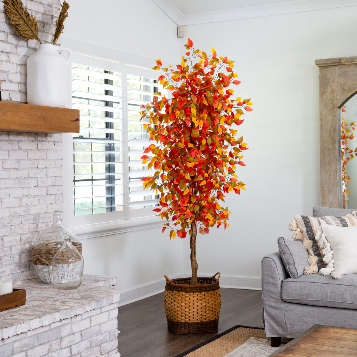 7’ Autumn Ficus Artificial Fall Tree-Tree-Parc Decor