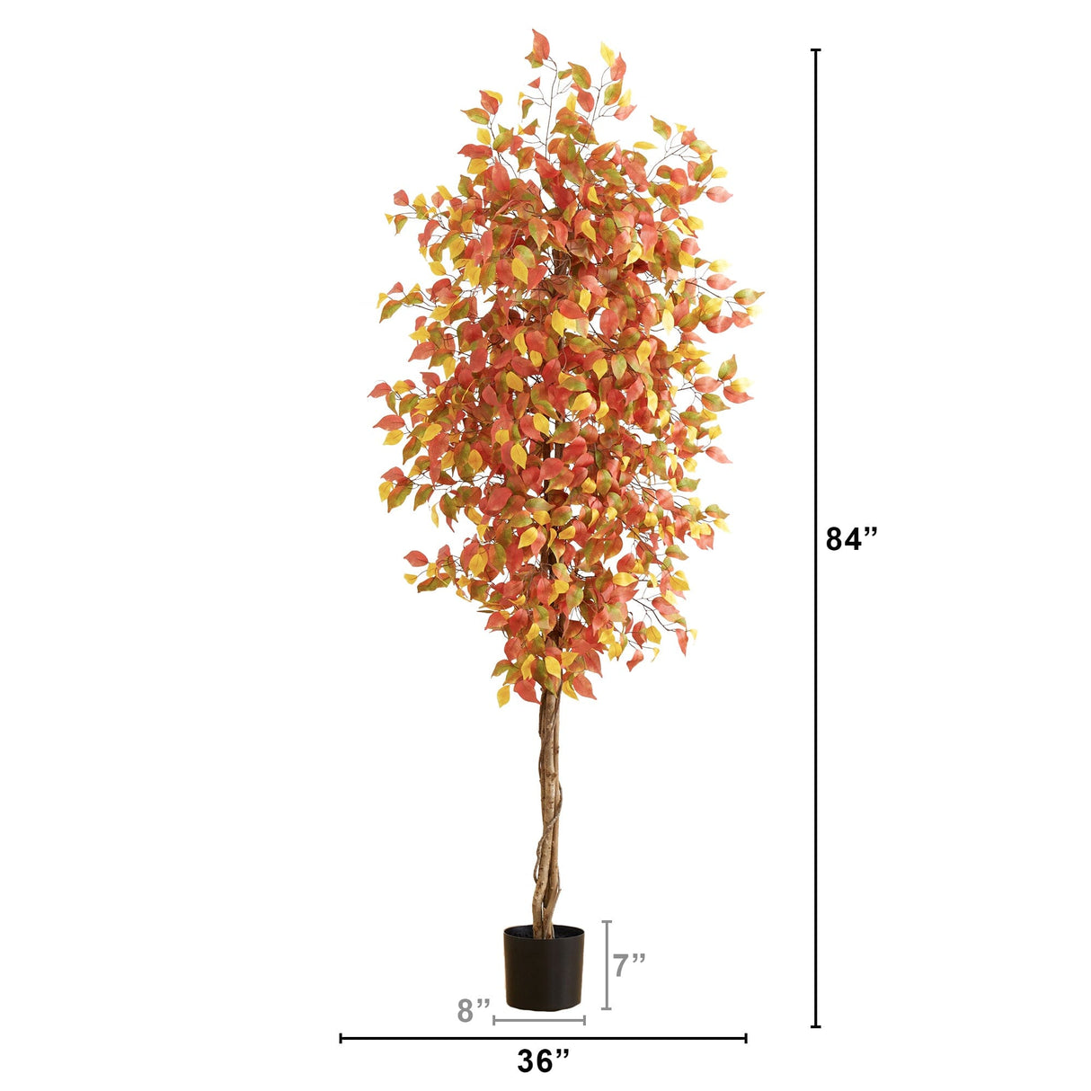 7’ Autumn Ficus Artificial Fall Tree-Tree-Parc Decor