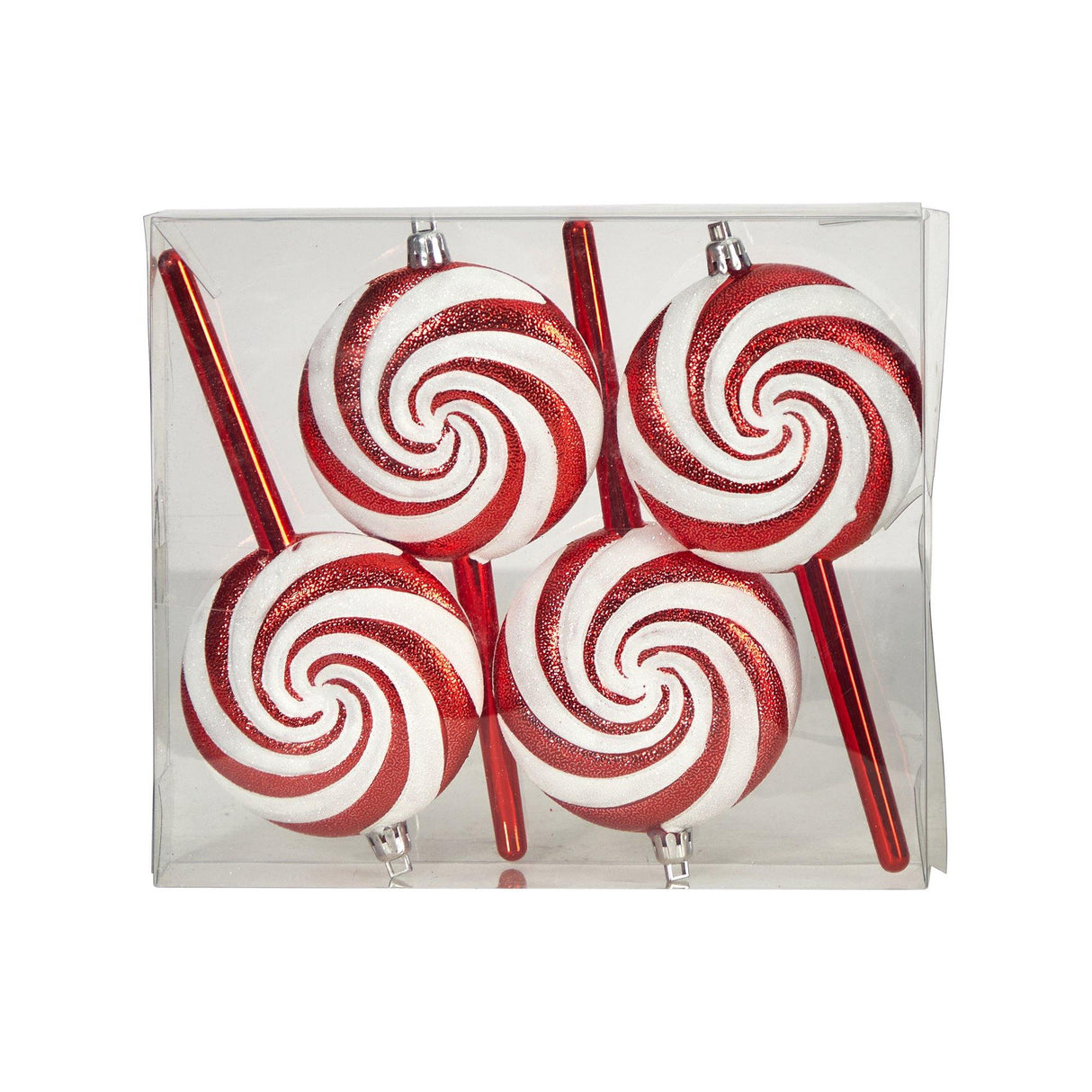 7” Candy Cane Lollipop Holiday Deluxe Christmas Shatterproof Ornament Set of 4-Ornament-Parc Decor