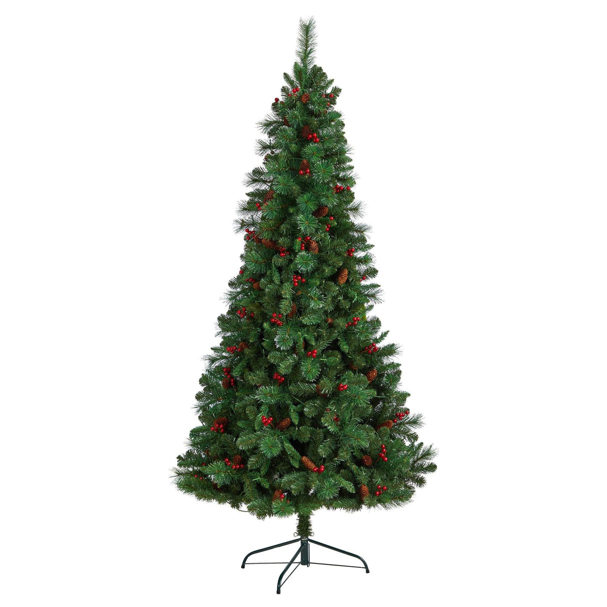 7’ Flat Back Montreal Mountain Artificial Christmas Tree with Pine Cones and Berries-Christmas Tree-Parc Decor