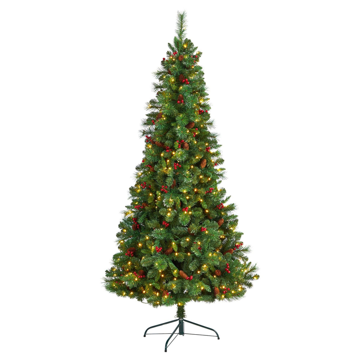 7’ Flat Back Montreal Mountain Artificial Christmas Tree with Pine Cones and Berries-Christmas Tree-Parc Decor